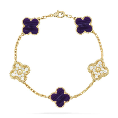 [Super Jewellery]CLOVER 5 MOTIF PURPLE STRIPES BRACELET COLLECTION