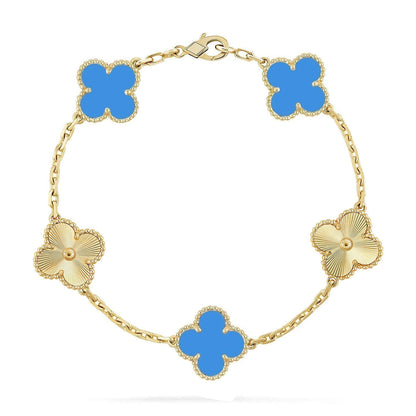 [Super Jewellery] CLOVER 5 MOTIF BLUE AGATE BRACELET COLLECTION