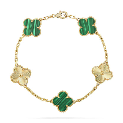 [Super Jewellery] CLOVER 5 MOTIF MALACHITE BRACELET COLLECTION