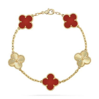 [Super Jewellery] CLOVER 5 MOTIF RED CORNELIAN BRACELET COLLECTION