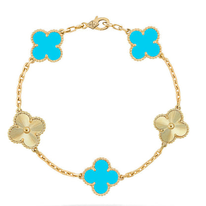 [Super Jewellery] CLOVER 5 MOTIF TURQUOISE BRACELET COLLECTION