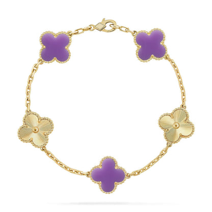 [Super Jewellery]CLOVER 5 MOTIF LIGHT PURPLE BRACELET COLLECTION