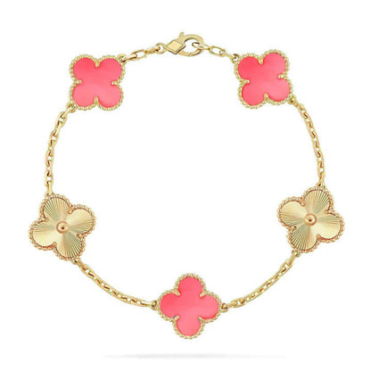 [Super Jewellery] CLOVER 5 MOTIFS  PINK MOP BRACELET COLLECTION