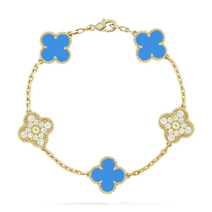 [Super Jewellery] CLOVER 5 MOTIF BLUE AGATE BRACELET COLLECTION