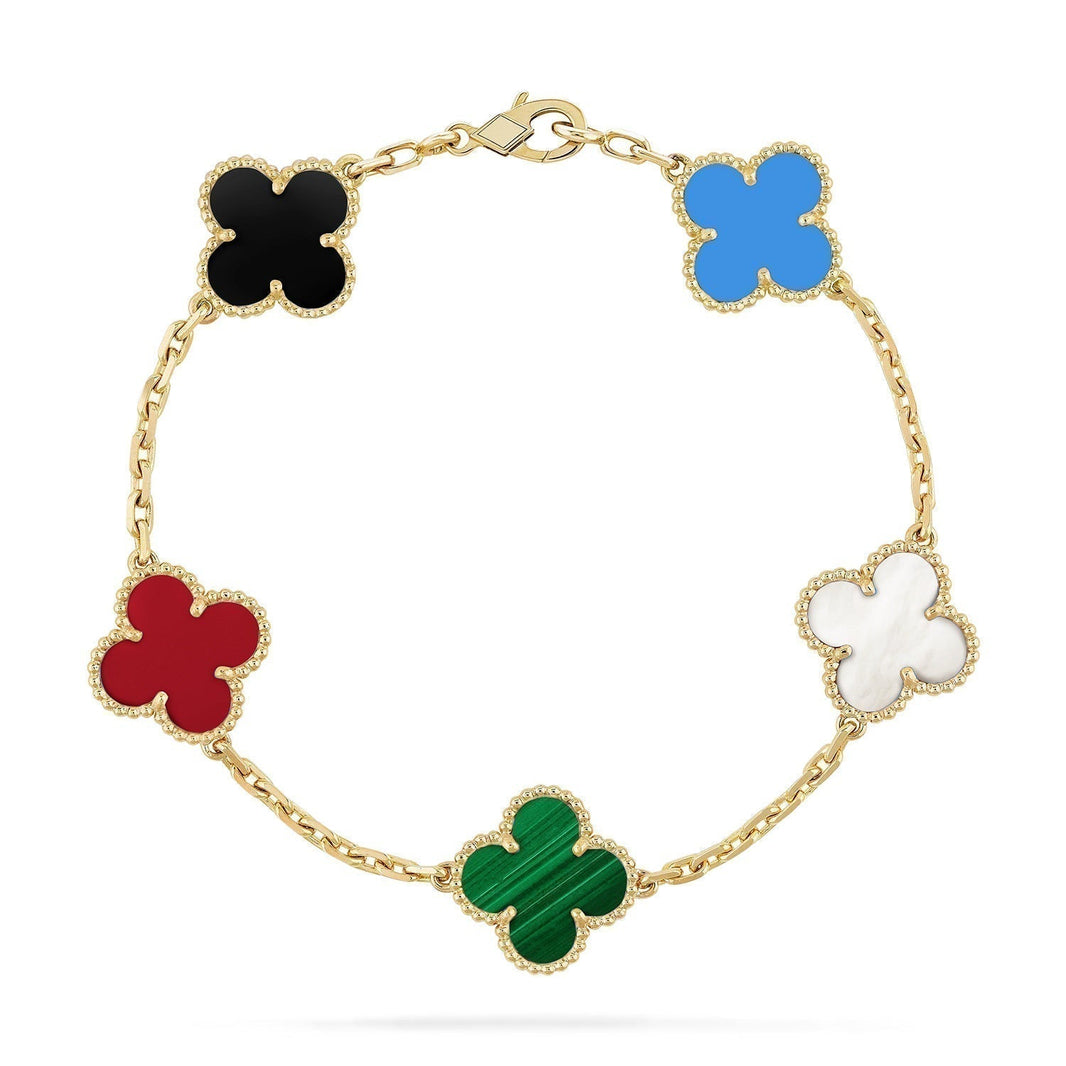[Super Jewellery]CLOVER 5 MOTIFS MULTICOLOR BRACELET