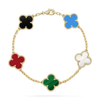 [Super Jewellery]CLOVER 5 MOTIFS MULTICOLOR BRACELET