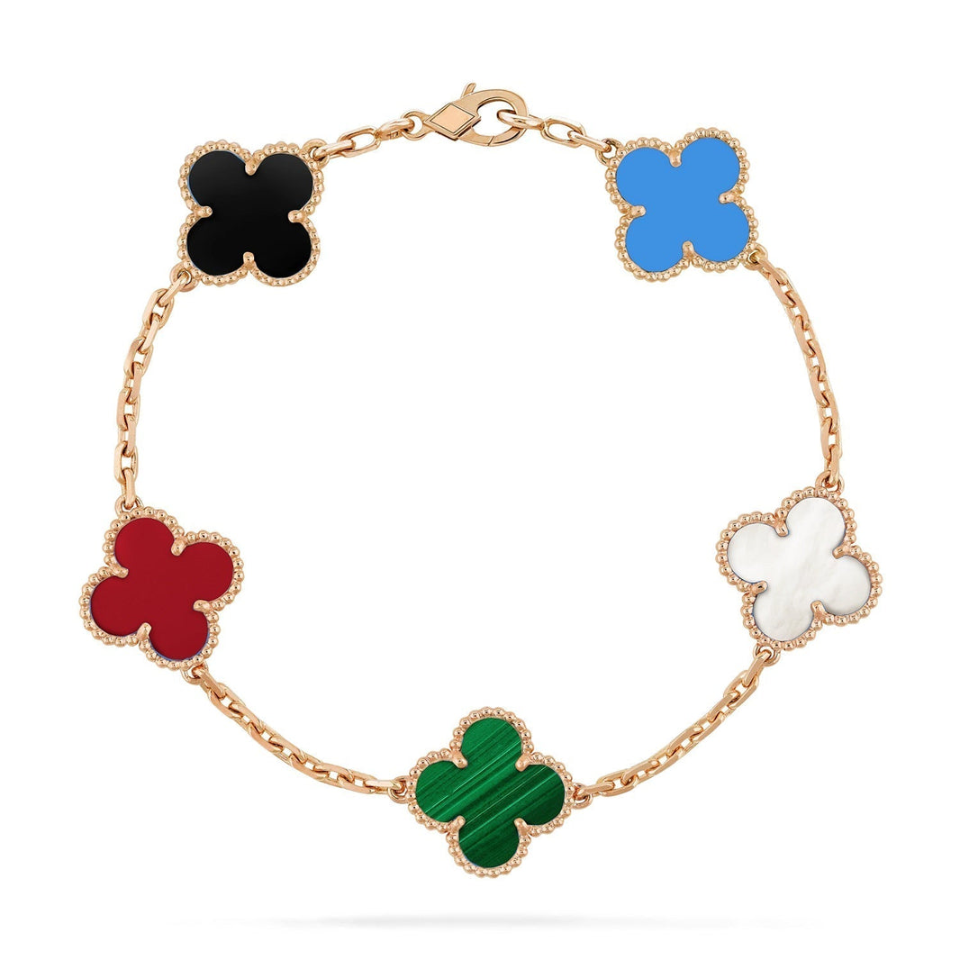 [Super Jewellery]CLOVER 5 MOTIFS MULTICOLOR BRACELET