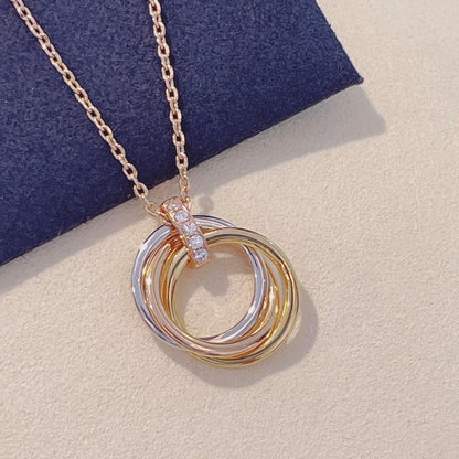 [Super Jewellery]TRINITY NECKLACE GOLD  DIAMONDS