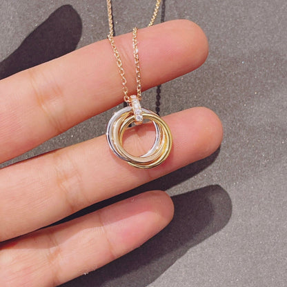[Super Jewellery]TRINITY NECKLACE GOLD  DIAMONDS