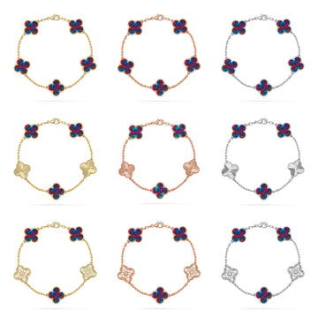 [Super CiCi ]CLOVER 5 MOTIF COLOR GEMSTONES BRACELET COLLECTION