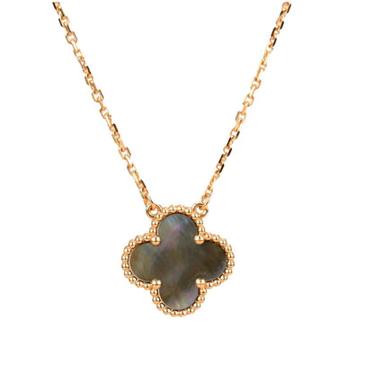 [Super Jewellery]CLOVER 15MM  GRAY MOTHER OF PEARL NECKLACE