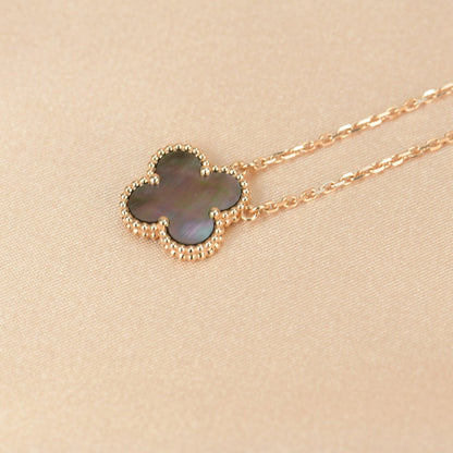 [Super Jewellery]CLOVER 15MM  GRAY MOTHER OF PEARL NECKLACE