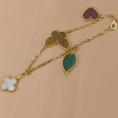 [Super Jewellery]LUCKY SPRING 5 MOTIF GOLD BRACELET