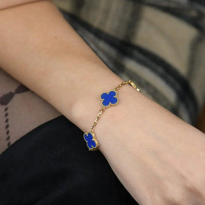 [Super Jewellery] CLOVER 5 MOTIF BLUE AGATE BRACELET COLLECTION