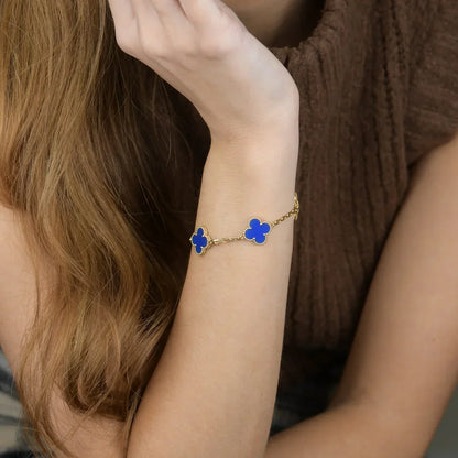 [Super Jewellery] CLOVER 5 MOTIF BLUE AGATE BRACELET COLLECTION