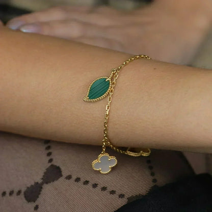 [Super Jewellery]LUCKY SPRING 5 MOTIF GOLD BRACELET