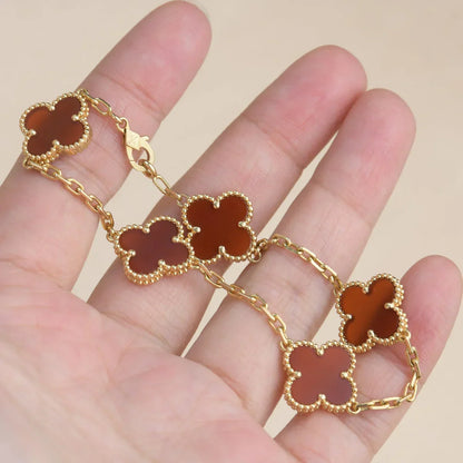 [Super Jewellery] CLOVER 5 MOTIF RED CORNELIAN BRACELET COLLECTION