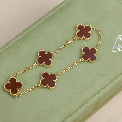 [Super Jewellery] CLOVER 5 MOTIF RED CORNELIAN BRACELET COLLECTION