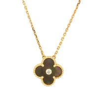 [Super Jewellery]CLOVER 15MM DIAMOND AND MOTHER-OF-GREY NECKLACE