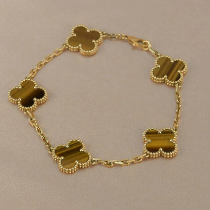 [Super Jewellery] CLOVER 5 MOTIFS TIGER EYE BRACELET COLLECTION