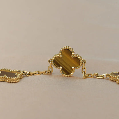 [Super Jewellery] CLOVER 5 MOTIFS TIGER EYE BRACELET COLLECTION