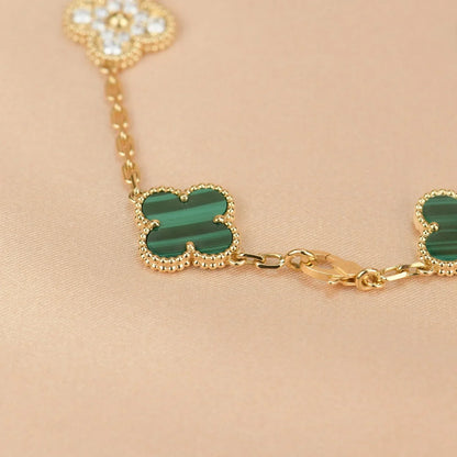 [Super Jewellery] CLOVER 5 MOTIF MALACHITE BRACELET COLLECTION