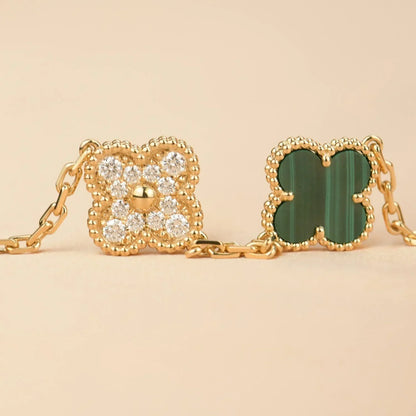 [Super Jewellery] CLOVER 5 MOTIF MALACHITE BRACELET COLLECTION