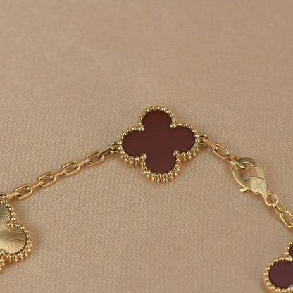 [Super Jewellery] CLOVER 5 MOTIF RED CORNELIAN BRACELET COLLECTION