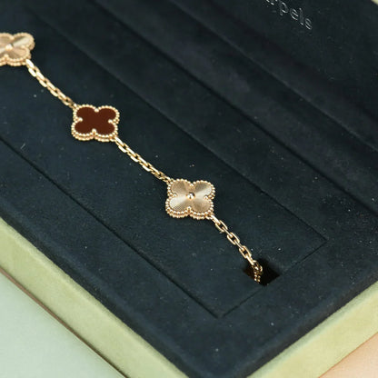 [Super Jewellery] CLOVER 5 MOTIF RED CORNELIAN BRACELET COLLECTION