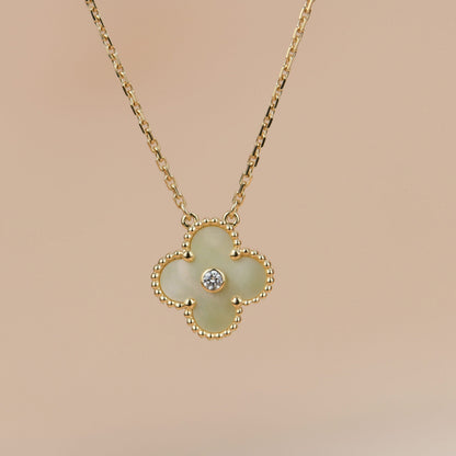 [Super Jewellery]CLOVER 15MM DIAMOND GOLD MOTHER OF PEARL NECKLACE