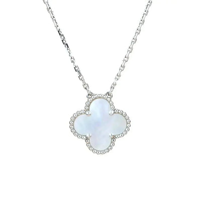 [Super Jewellery]CLOVER  15MM WHITE MOTHER-OF-PEARL SILVER