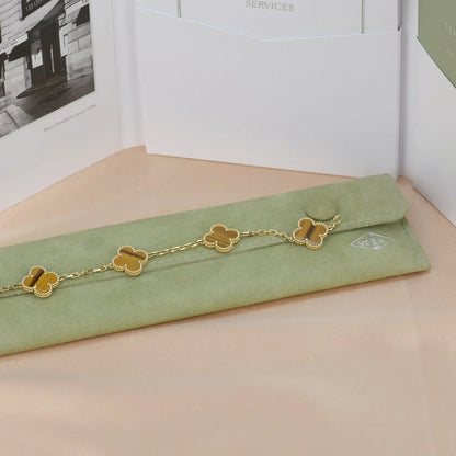 [Super Jewellery] CLOVER 5 MOTIFS TIGER EYE BRACELET COLLECTION