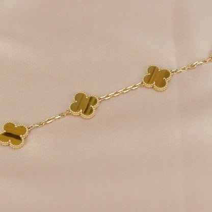 [Super Jewellery] CLOVER 5 MOTIFS TIGER EYE BRACELET COLLECTION
