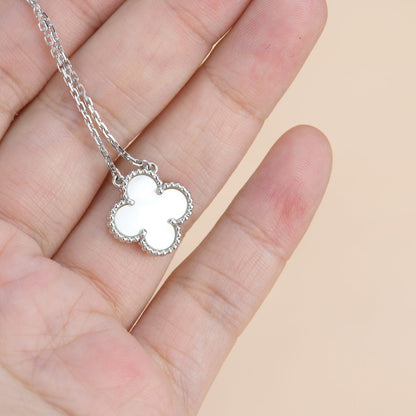 [Super Jewellery]CLOVER  15MM WHITE MOTHER-OF-PEARL SILVER