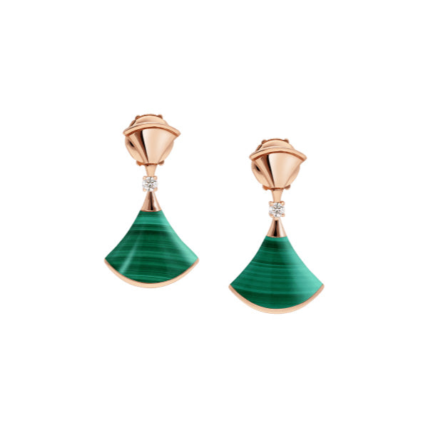 [Super]DREAM MALACHITE PINK GOLD EARRINGS