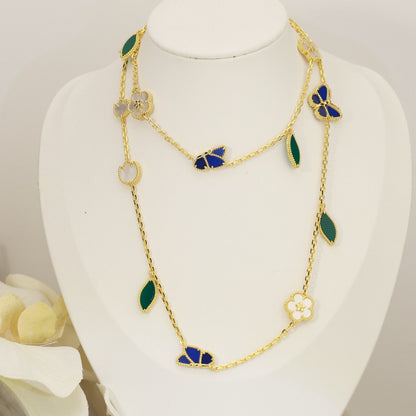 [Super Jewellery]LUCKY SPRING BUTTERFLY 15 FLOWER NECKLACE