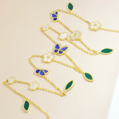 [Super Jewellery]LUCKY SPRING BUTTERFLY 15 FLOWER NECKLACE