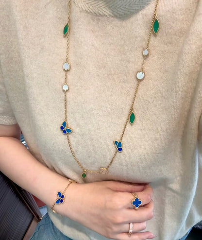 [Super Jewellery]LUCKY SPRING BUTTERFLY 15 FLOWER NECKLACE