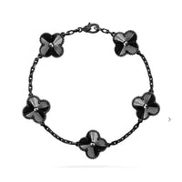 [Super Jewellery]CLOVER 5 MOTIF BLACK BRACELET