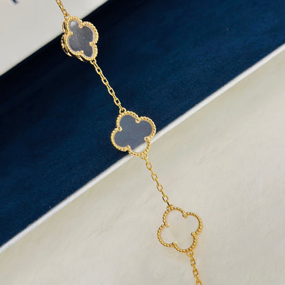 [Super Jewellery]CLOVER 5 MOTIF ROCK CRYSTAL BRACELET