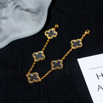 [Super Jewellery]CLOVER 5 MOTIF ROCK CRYSTAL BRACELET