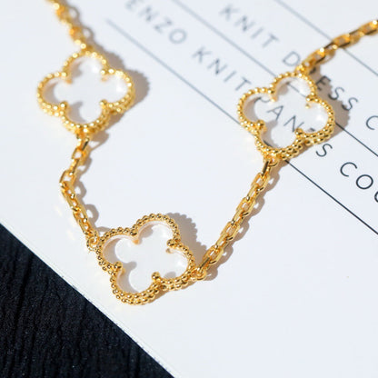 [Super Jewellery]CLOVER 5 MOTIF ROCK CRYSTAL BRACELET