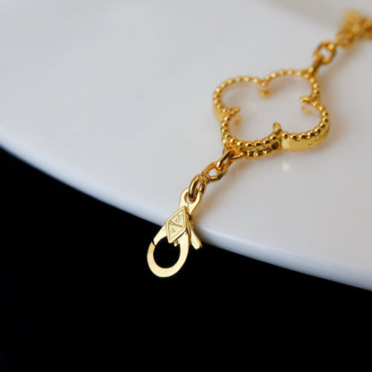 [Super Jewellery]CLOVER 5 MOTIF ROCK CRYSTAL BRACELET
