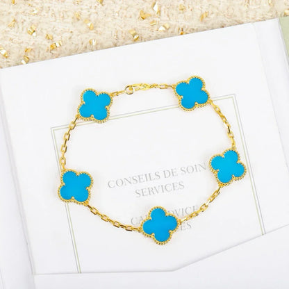 [Super Jewellery] CLOVER 5 MOTIF TURQUOISE BRACELET COLLECTION