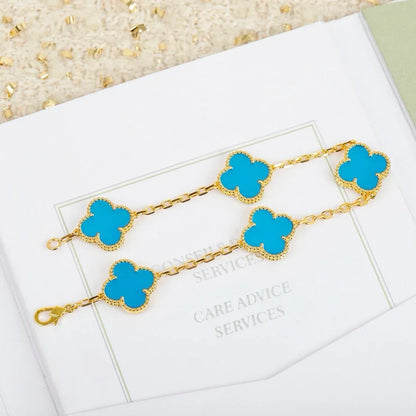 [Super Jewellery] CLOVER 5 MOTIF TURQUOISE BRACELET COLLECTION