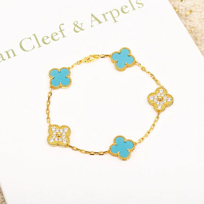 [Super Jewellery] CLOVER 5 MOTIF TURQUOISE BRACELET COLLECTION