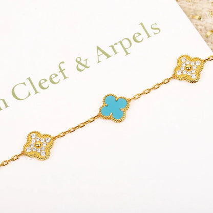 [Super Jewellery] CLOVER 5 MOTIF TURQUOISE BRACELET COLLECTION