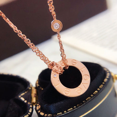 [Super Jewellery]LOVE NECKLACE 16MM 2 DIAMONDS
