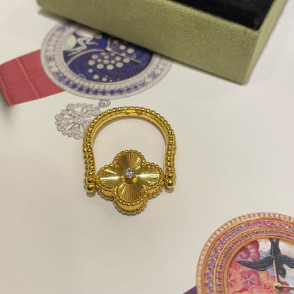 [Super Jewellery]CLOVER RIVERSIBLE BLUE AGATE RING