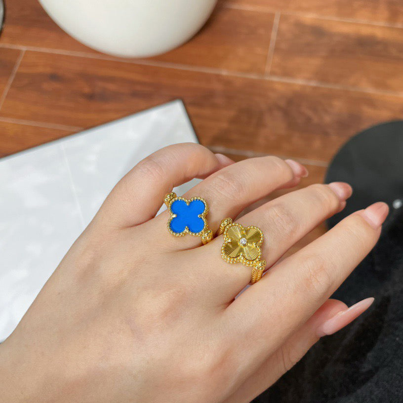 [Super Jewellery]CLOVER RIVERSIBLE BLUE AGATE RING